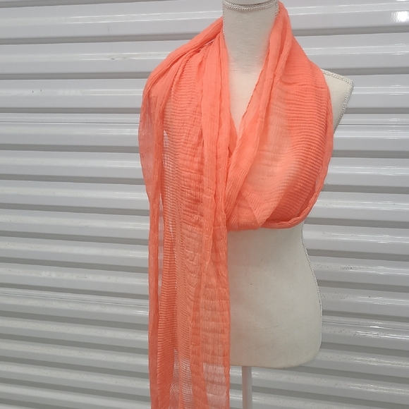 Scarf Pastel Peach Solid Color Sash Belt Lightweight Coastal Cool Resortwear - Picture 1 of 9